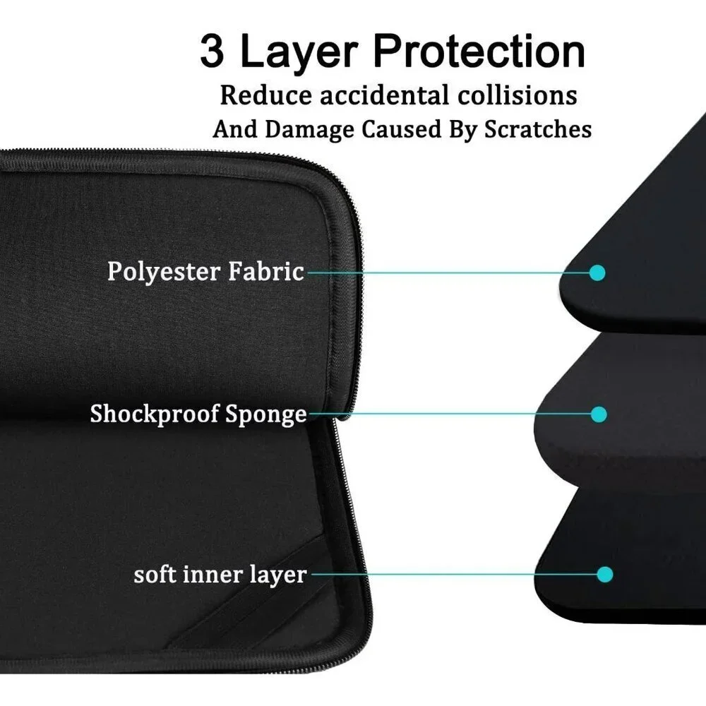 ✨Black Laptop Case Computer Carrying Cover with Front Pocket Briefcase Handbags